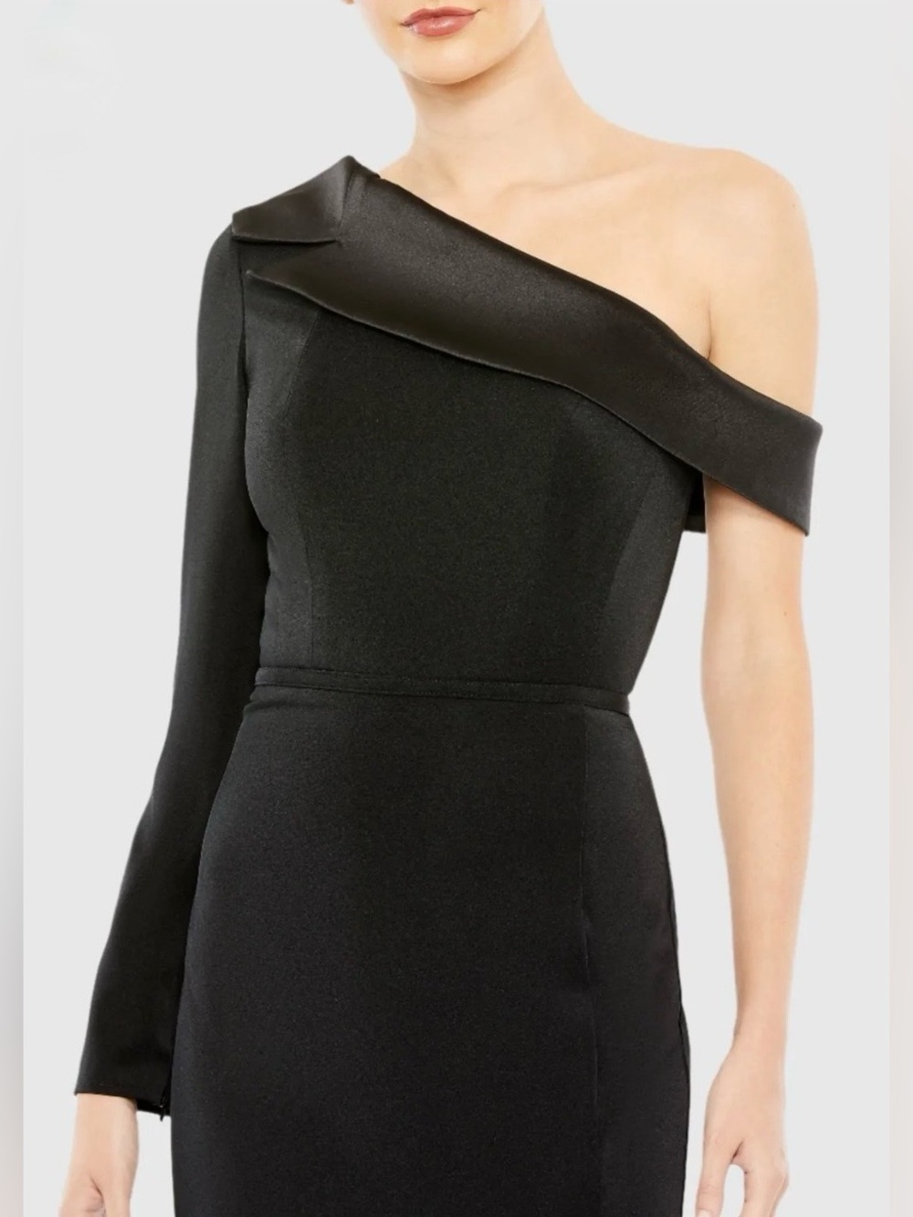 NWT Ieena for Mac Duggal One-Shoulder Long Sleeve Black Women's Evening Gown 8